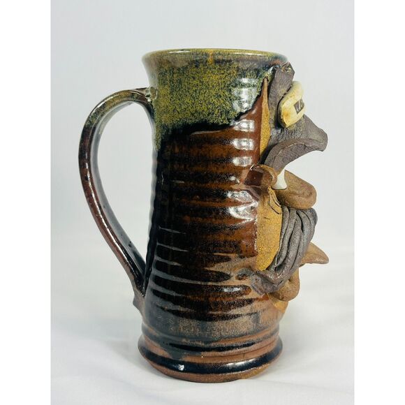 Mahon Hand Crafted Wasted Pottery Mug Stein Mustache - Picture 6 of 8